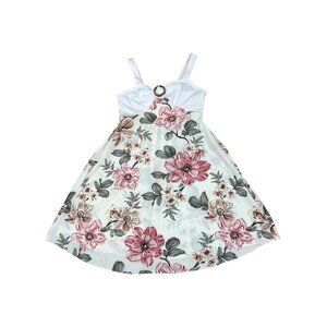 SHEIN Girl’s Floral Dress 11-12 Y White Pink Straps A-line Spring Summer Party